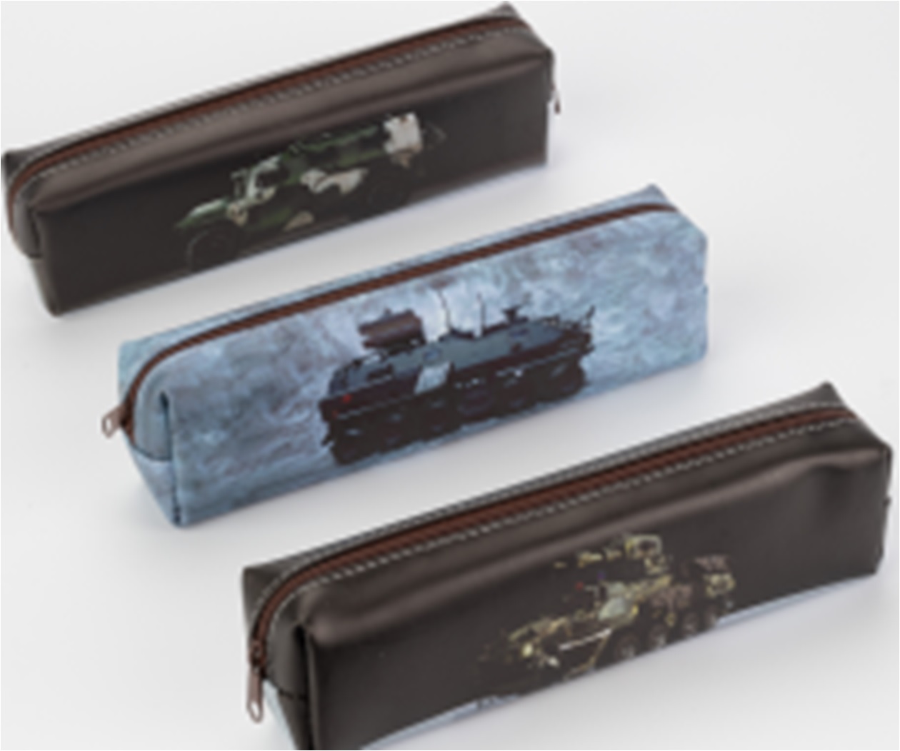 Пенал косметичка 1отд Военная техника 210х55х40мм экокожа ассорти 4 дизайна Sanvero PN07301 муж 209₽