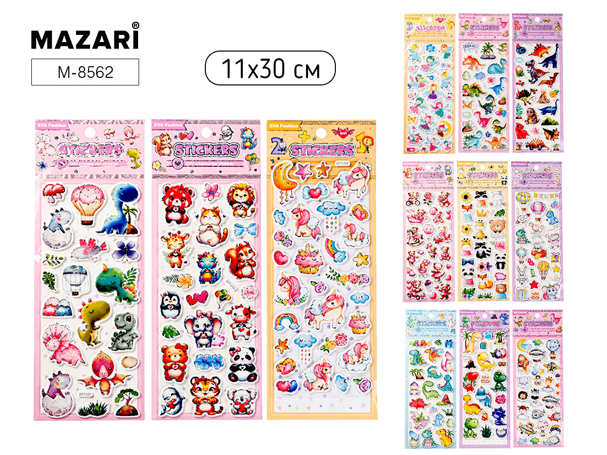 

M-8562 Наклейки 105х300мм Детский микс ассорти 12 дизайнов