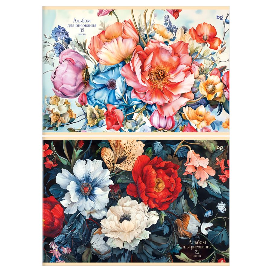 

Альбом для рисования А4 32л скрепка Акварельные цветы 100г/м2 BG АР4ск32 08616
