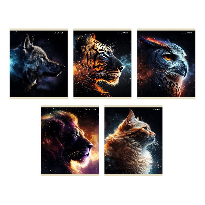 

Тетрадь А5 48л клетка скрепка мелов.картон Космические животные твин-лак ассорти Listoff ТК2ЛФ489178