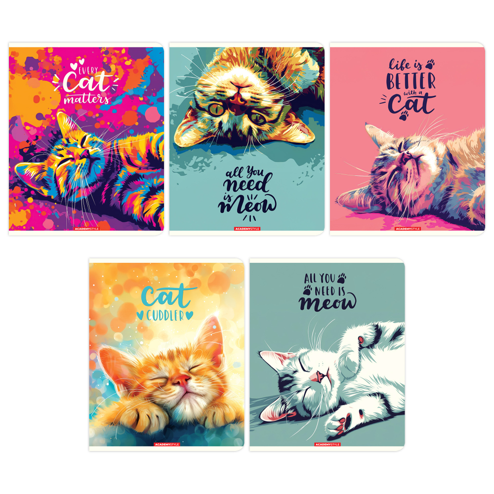 

Тетрадь А5 48л клетка скрепка мелов.картон Нужный кот микротексутра ассорти ACADEMY STYLE 15040/5