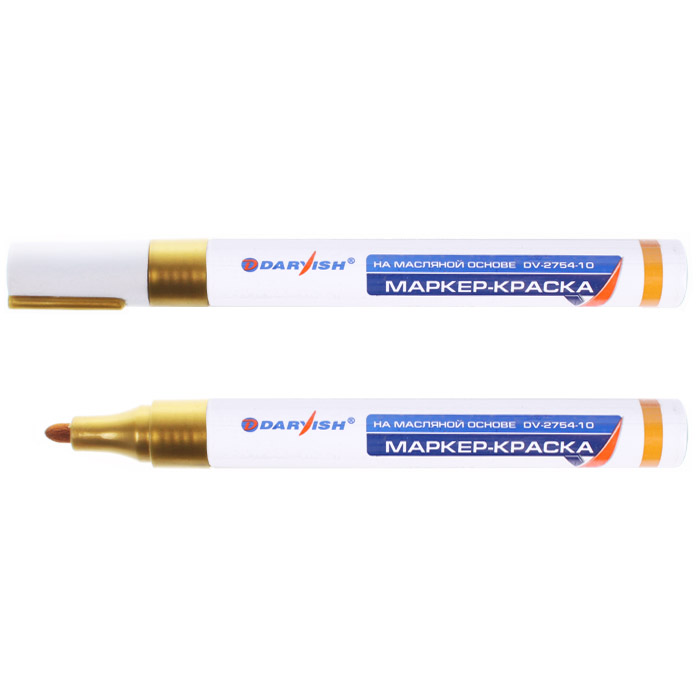 Маркер-краска золотой круглый наконечник 2мм на масляной основе DARVISH DV-2754-10 114₽