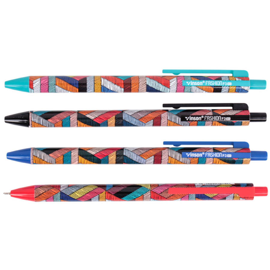Ручка шариковая автоматическая синяя 05мм Fashion маслосн ассорти Vinson F3 91₽