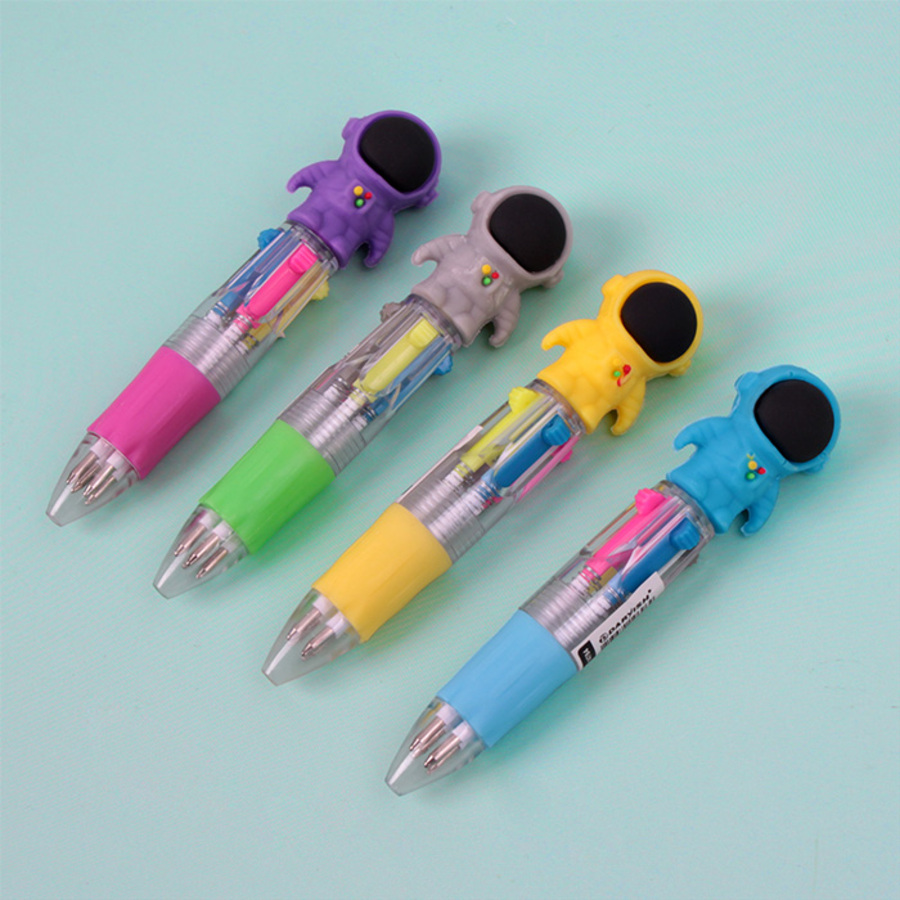 Ручка шариковая автоматическая 4-х цветная 05мм Mini Космонавт резиндерж ассорти DARVISH SR-14784 82₽