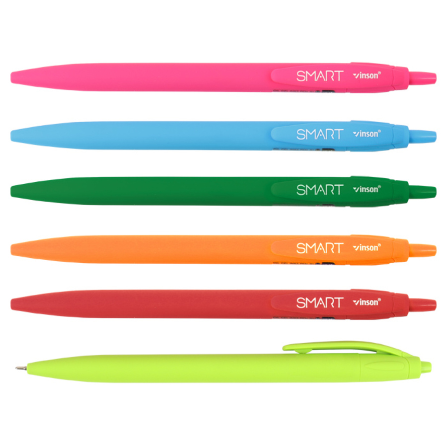 Ручка шариковая автоматическая синяя 07мм Smart маслосн корпус ассорти Vinson R1 56₽