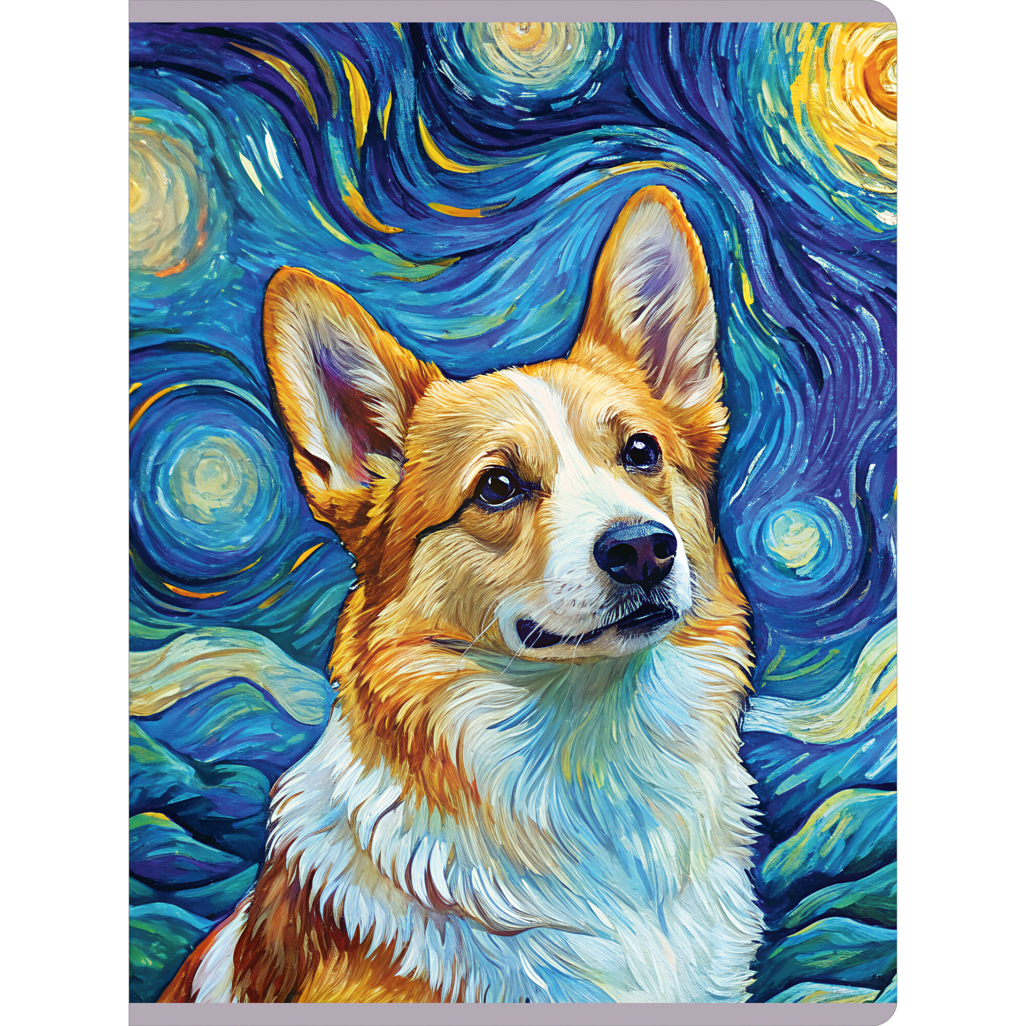 Тетрадь А4 96л клетка скрепка пласт.обл. Ван Гог для конспектов выб.лак ТПЛ4965291