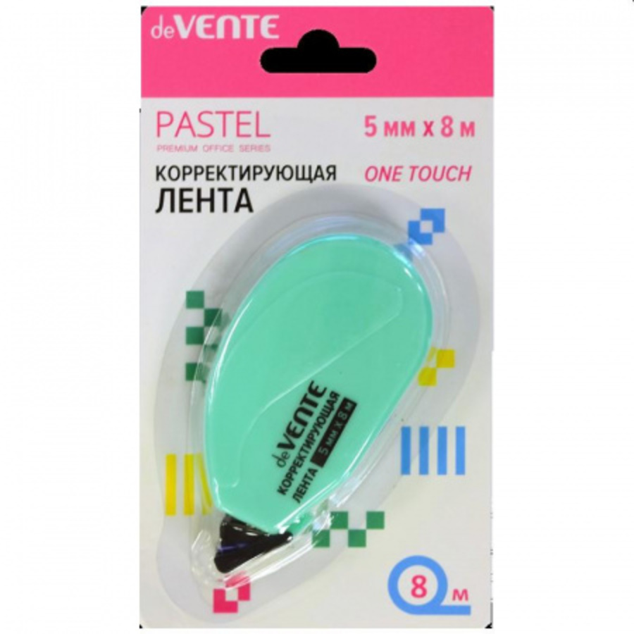 

Корректор роллер 5мм x 8м Pastel непрозрачный бирюзовый корпус блистер deVENTE 4062341