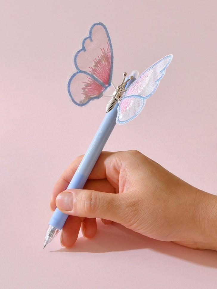 Ручка сувенирная гелевая черная 05мм Cute butterfly стираемая голубой корпус ILIKEGIFT Z-10557-02 123₽