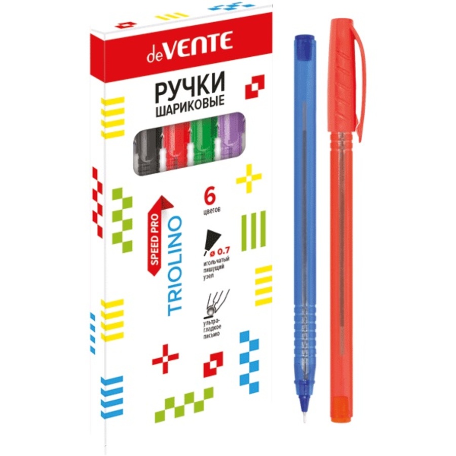 

Ручка шариковая Набор 6цв 0,7мм Speed Pro Triolino Translucent масл.осн. трехгран. deVENTE 5073109