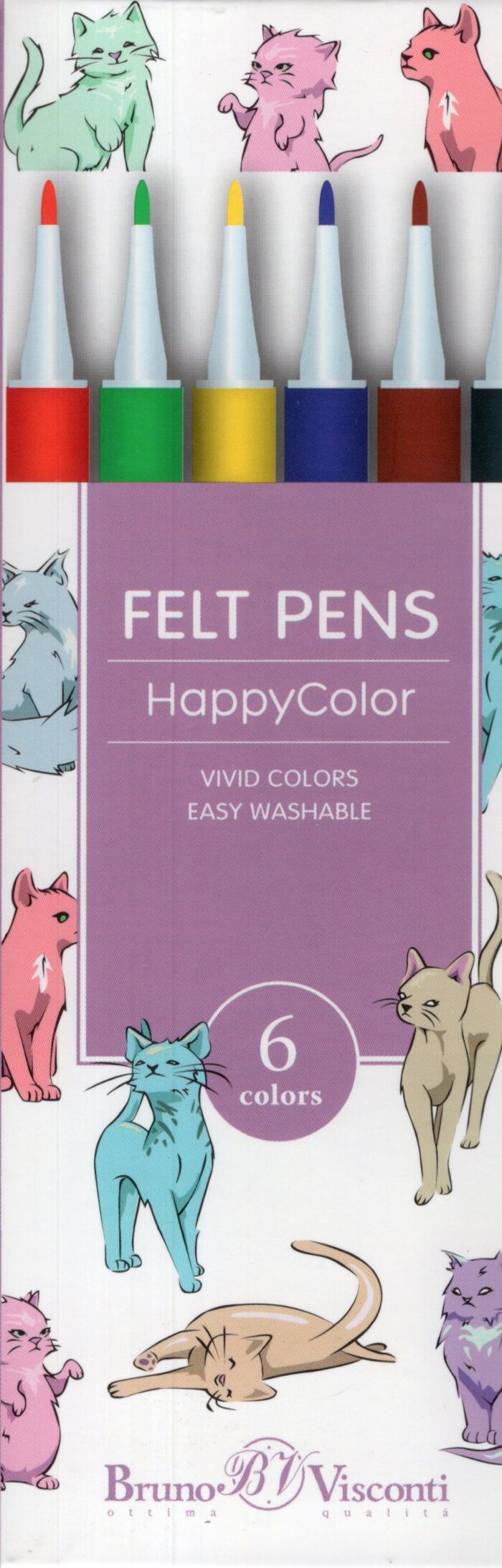 

Фломастеры 6цв круглые вент.колпачок карт.уп. Happycolor BRUNO VISCONTI 32-0024