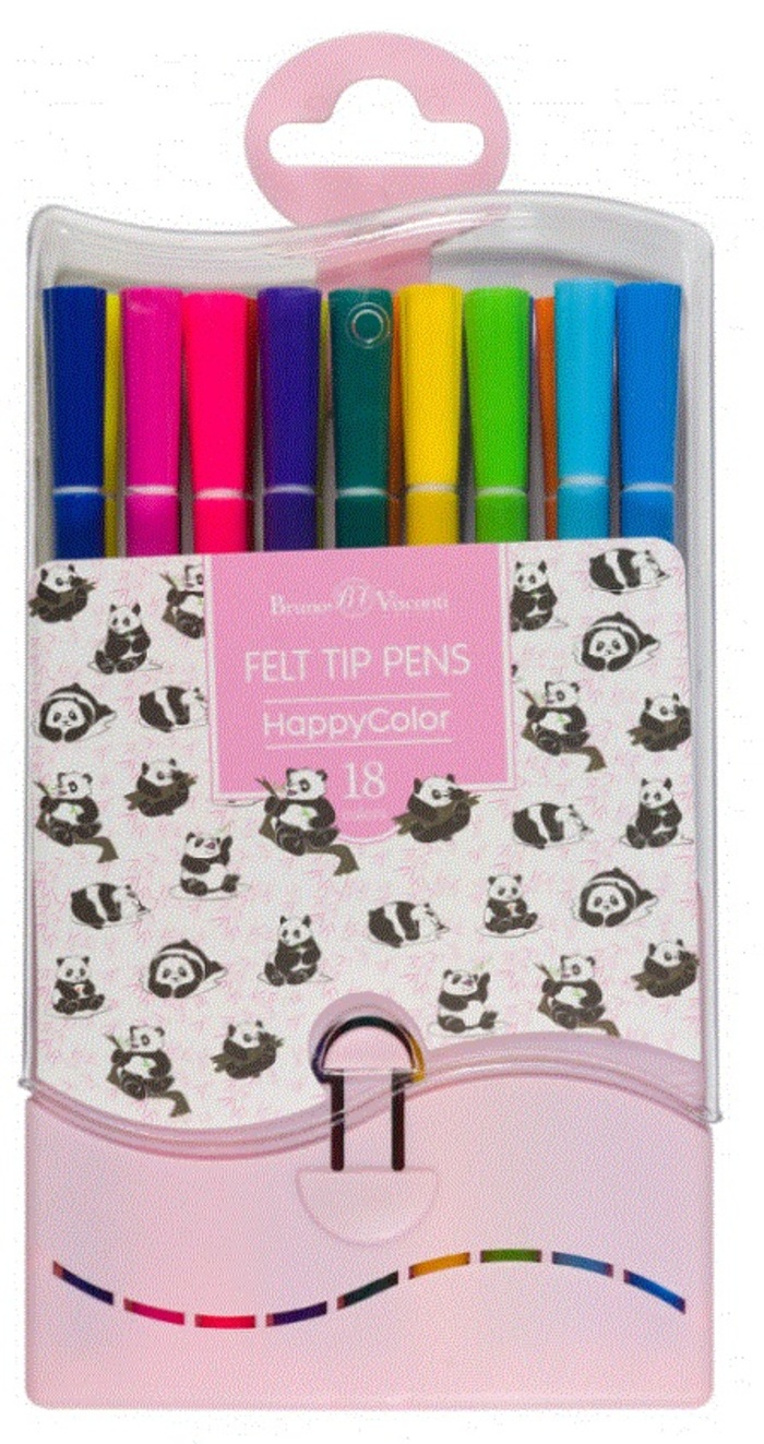 

Фломастеры 18цв круглые пласт.пенал Happycolor BRUNO VISCONTI 32-0044