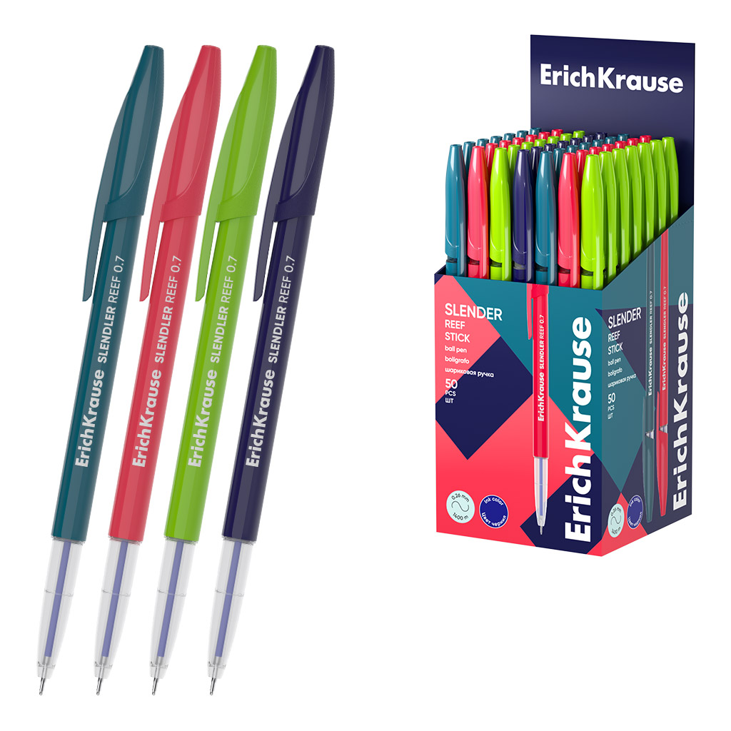 

Ручка шариковая синяя 0,7мм Slender Stick Reef ERICH KRAUSE 63095