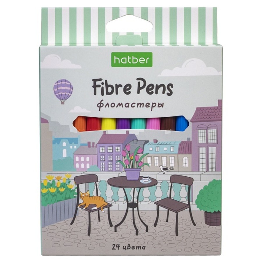 Фломастеры 24цв круглые смываемые конусовид вентколпачок картуп Прогулка HATBER FP_077631 144₽