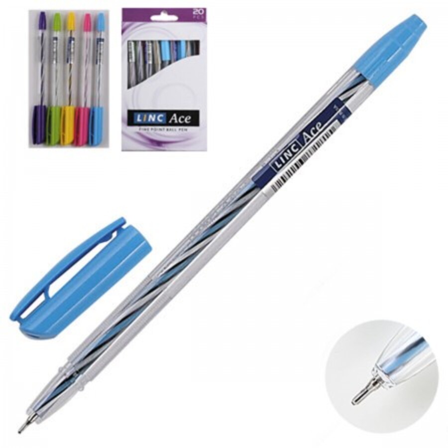 

Ручка шариковая синяя 0,6мм Ace игольч.стерж. LINC 950/blue