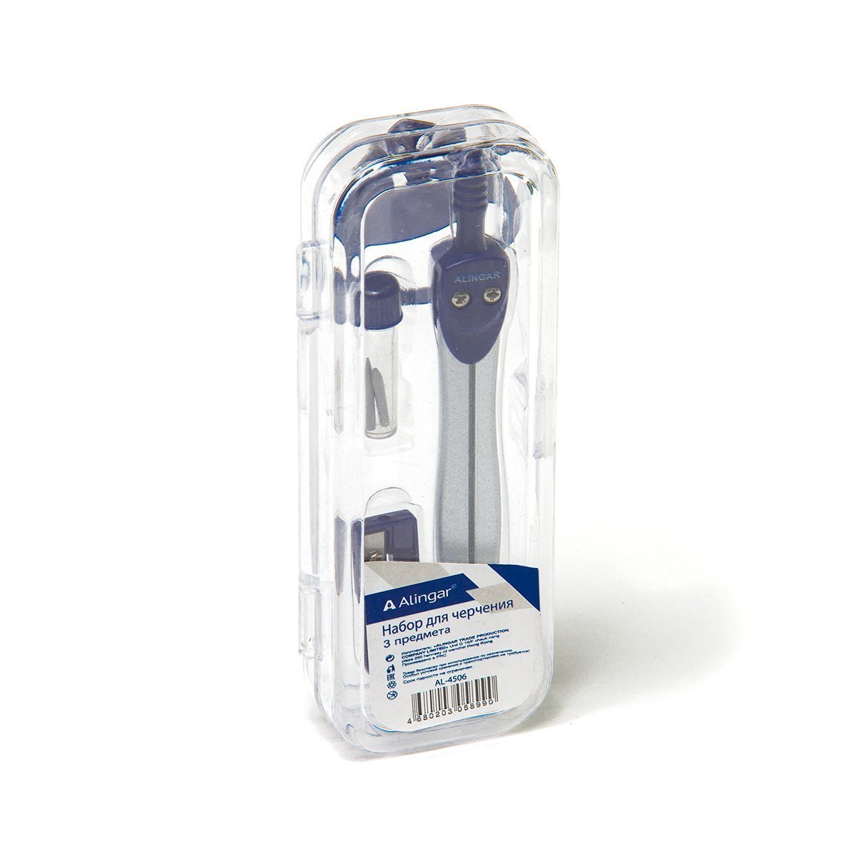 Набор чертежный 3пр пластпенал ассорти ALINGAR AL4506 93₽