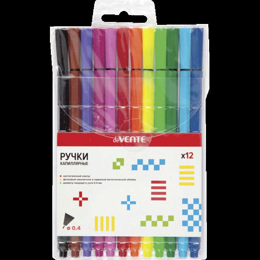 

Ручка капилярная набор 12цв 0,4мм в блистере deVENTE 5060903