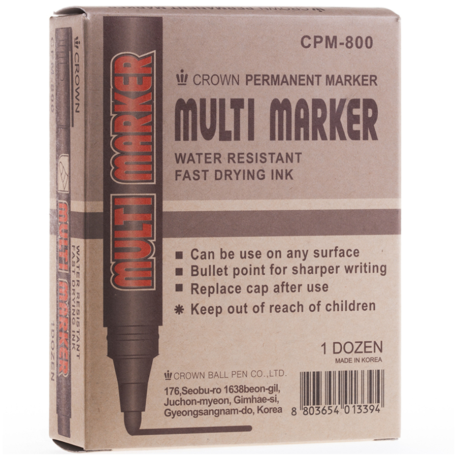 

Маркер перманентный Multi marker коричневый 3мм CROWN CPM-800