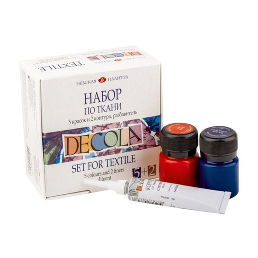 Краски по ткани 5цв 20мл контуры в тубах 2цв разбавитель DECOLA 4141177 659₽