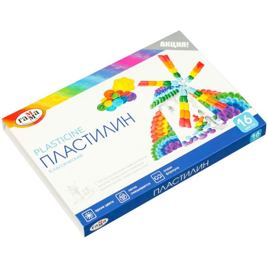 

Пластилин 16цв. 320гр. Классическая со стеком карт/уп Гамма 281034