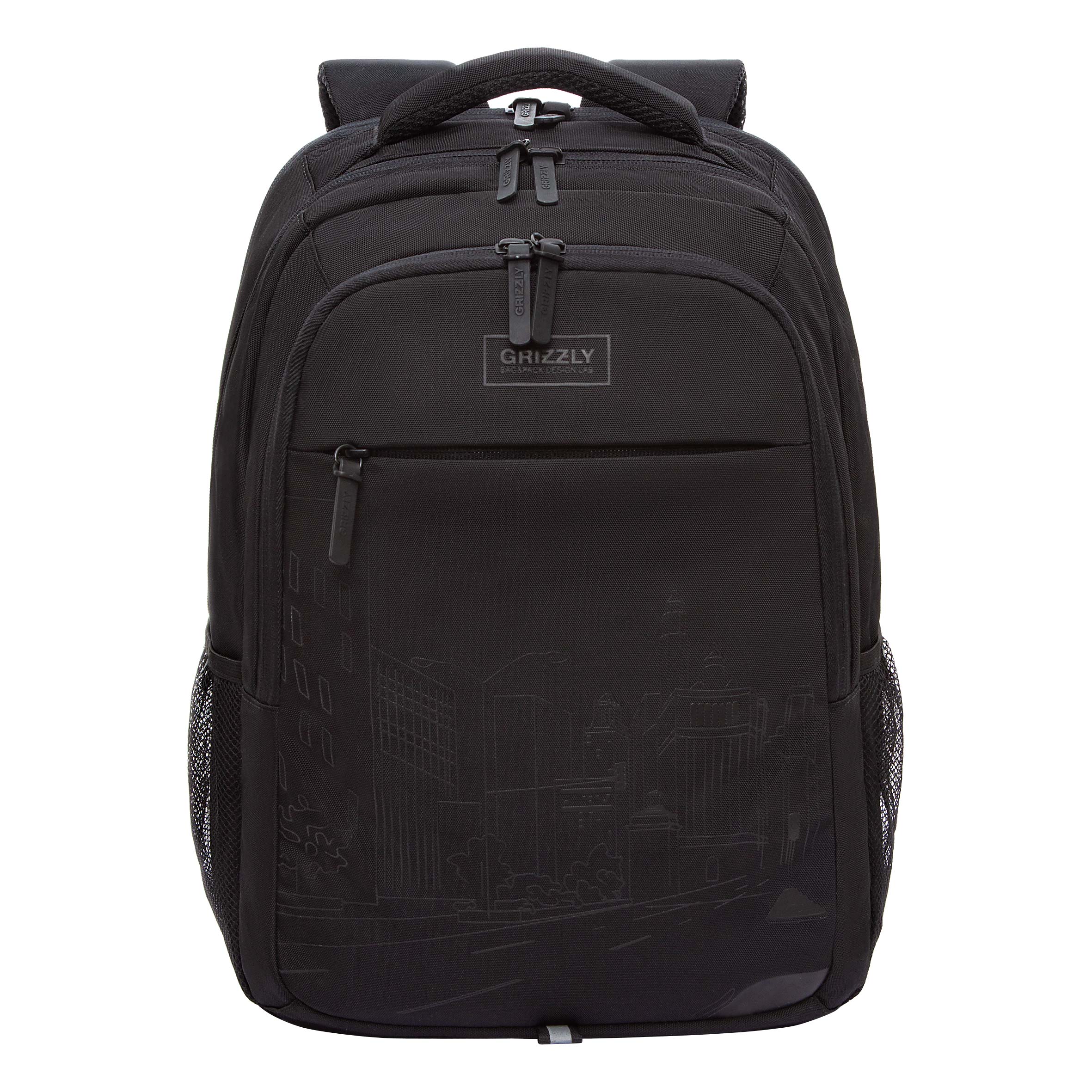 

Рюкзак молодежный 3отд. Черный 31х42х22см GRIZZLY