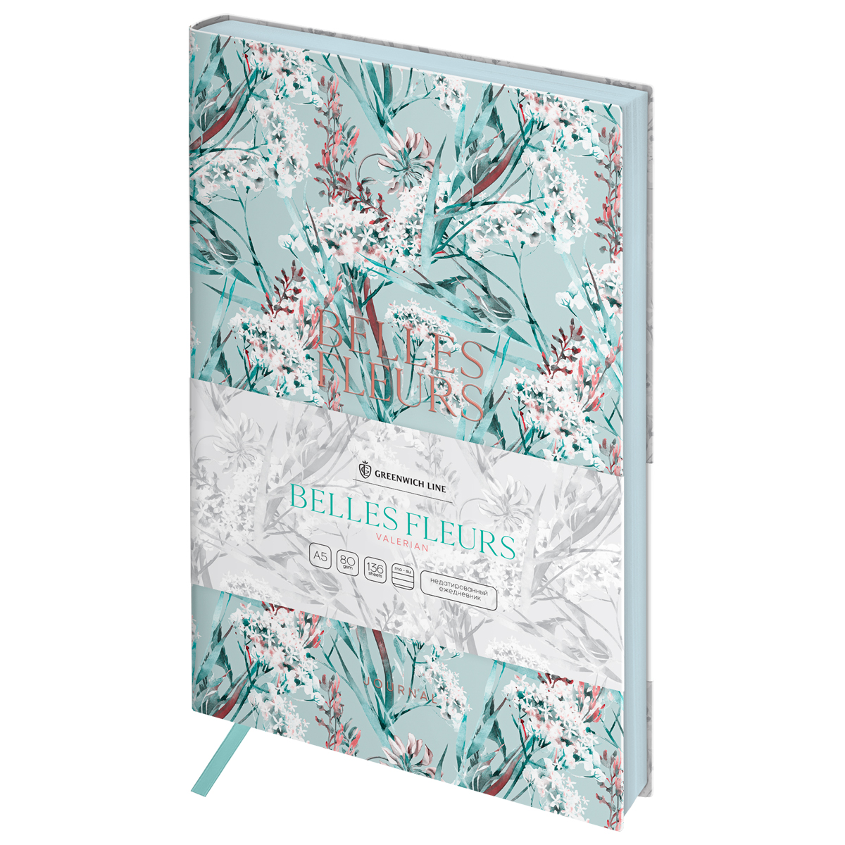 

Ежедневник А5 136л недатир. интег.обл. Belles Fleurs Valerian кожзам ляссе GREENWICH LINE ENA5_53258