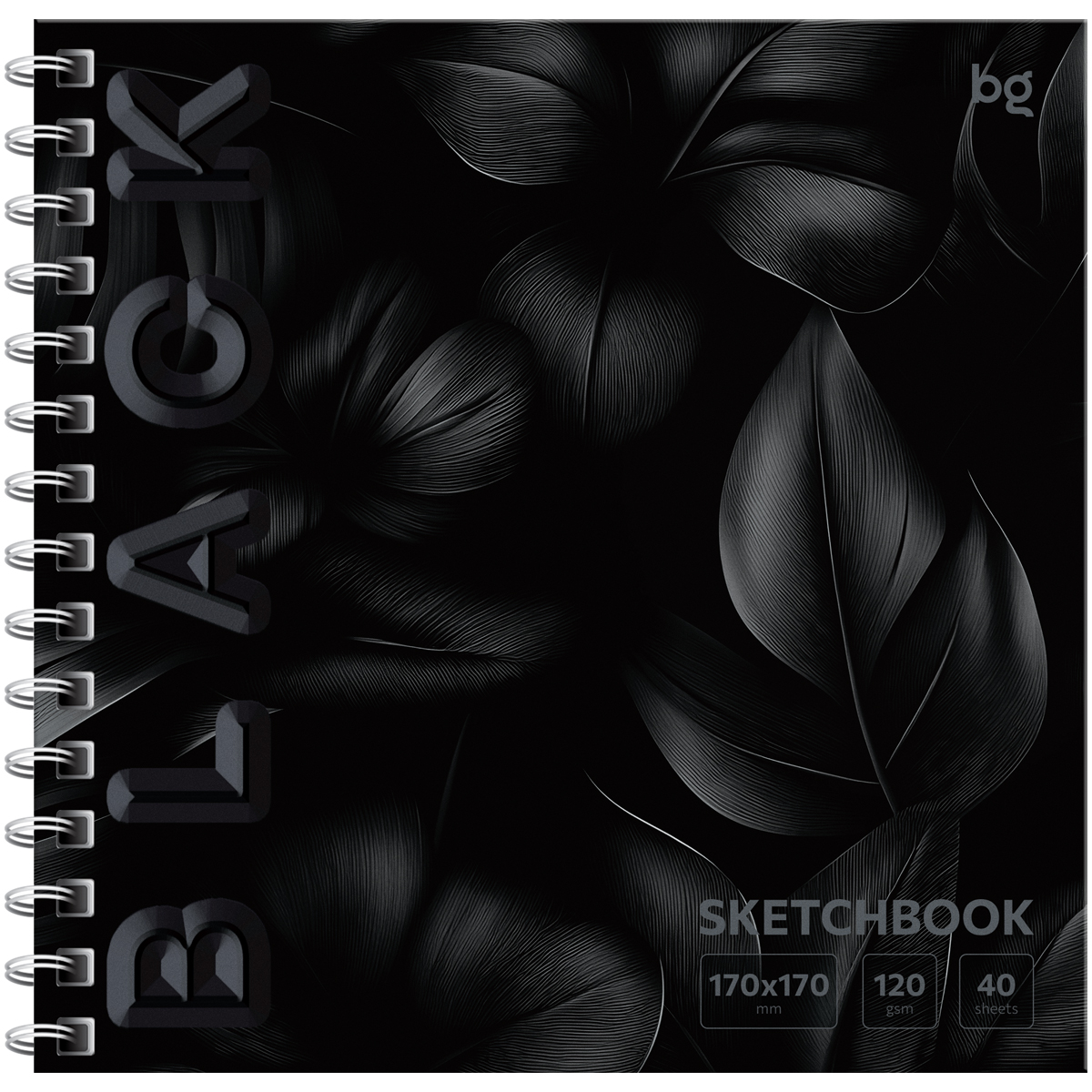 

Скетчбук 170х170мм 40л гребень тв.обл. Black Leaves 120г/м2 BG Скв40гр_64602