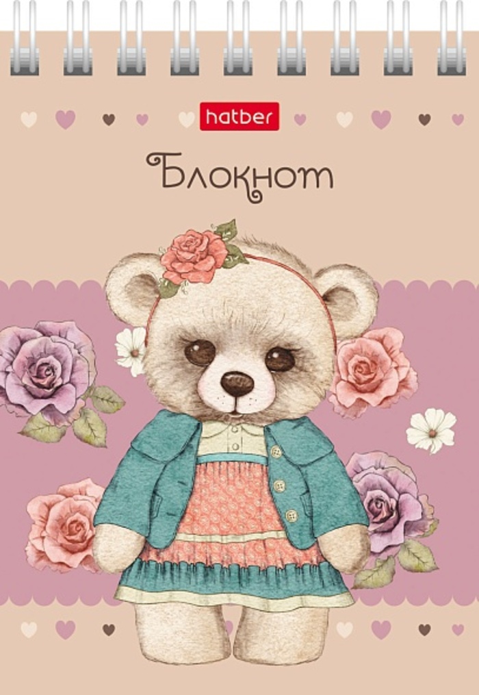 

Блокнот А7 40л клетка гребень Мишки-малышки ассорти HATBER 40Б7В1гр