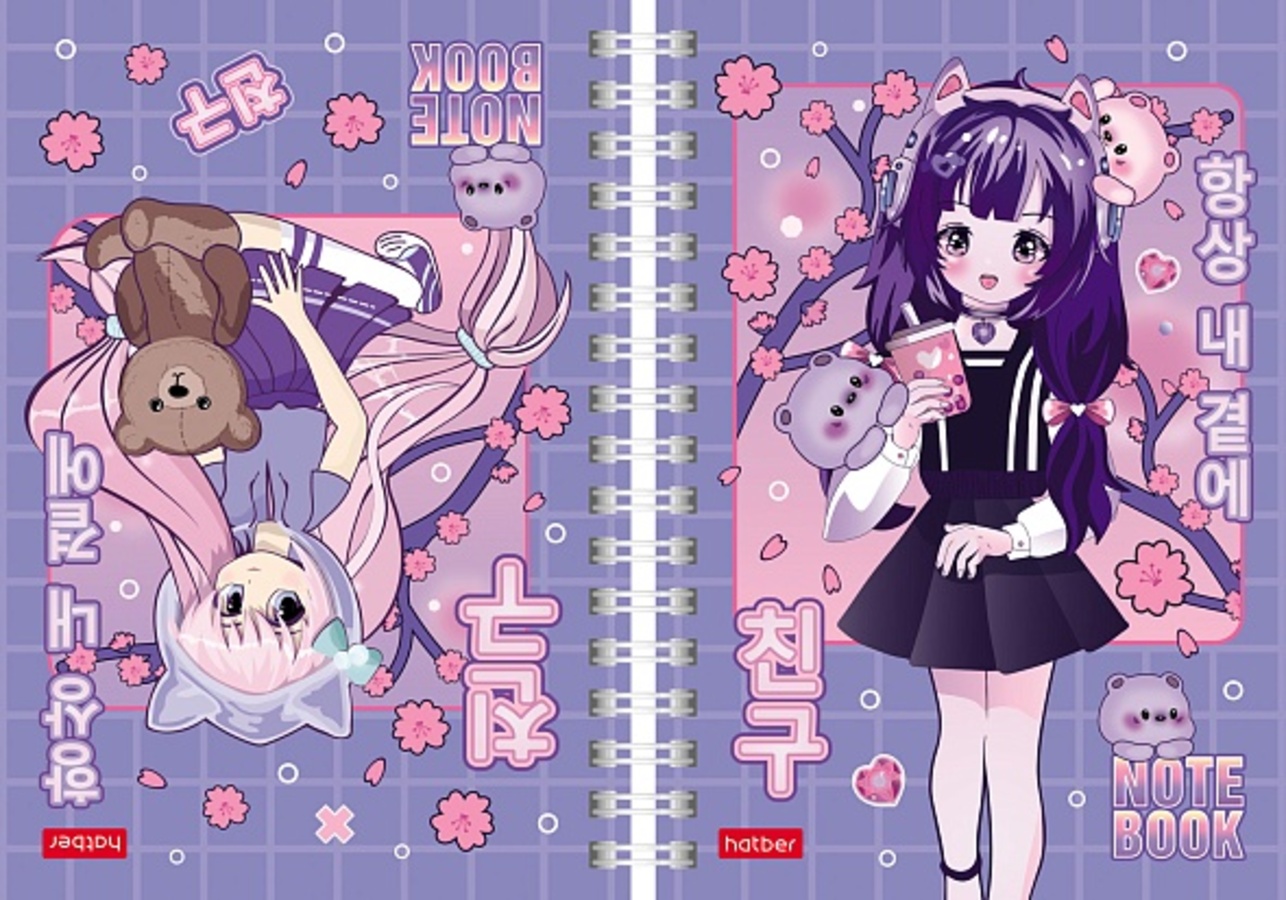 

Книжка записная А6 80л тв.обл. гребень двойная Неко-Тян аниме HATBER 80ЗКтд6В1гр_29024