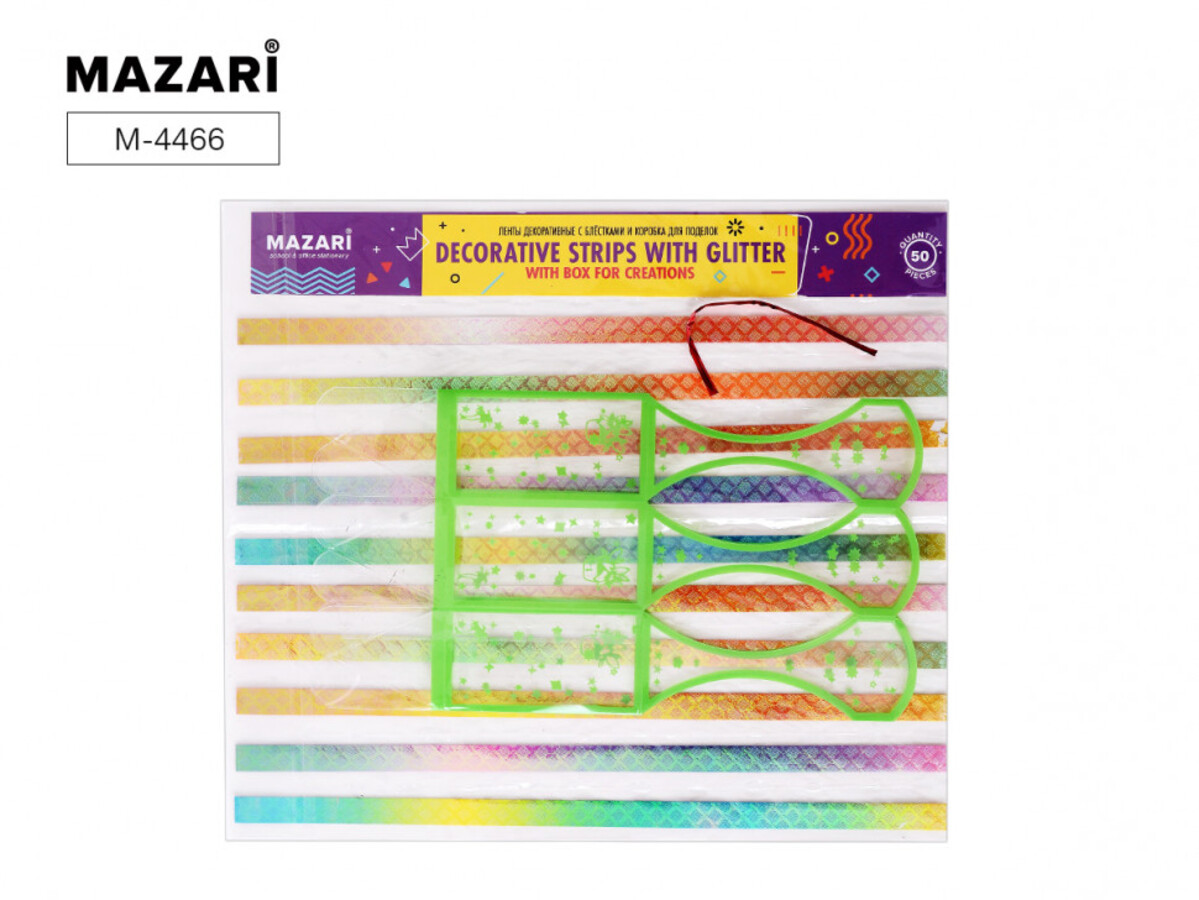 Лента для декора клейкая 25мм х 1м блестки ассорти коробка MAZARI M-4466 47₽