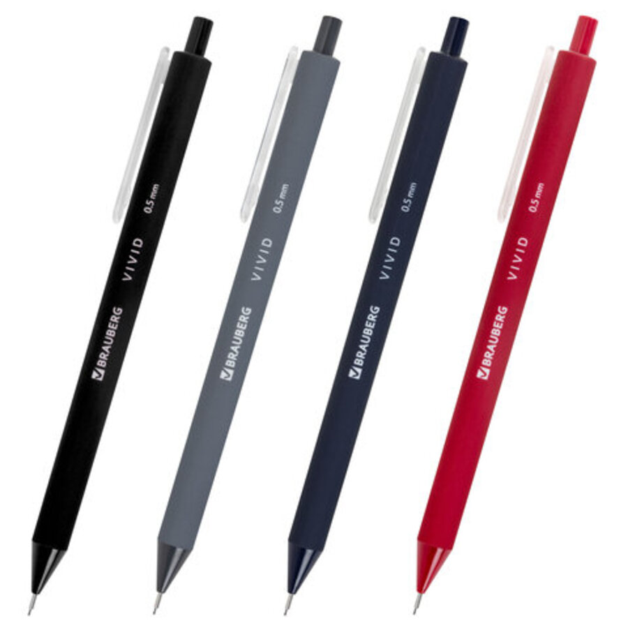 Карандаш автомат 05мм НВ Vivid soft touch ассорти корпус BRAUBERG 182063 64₽
