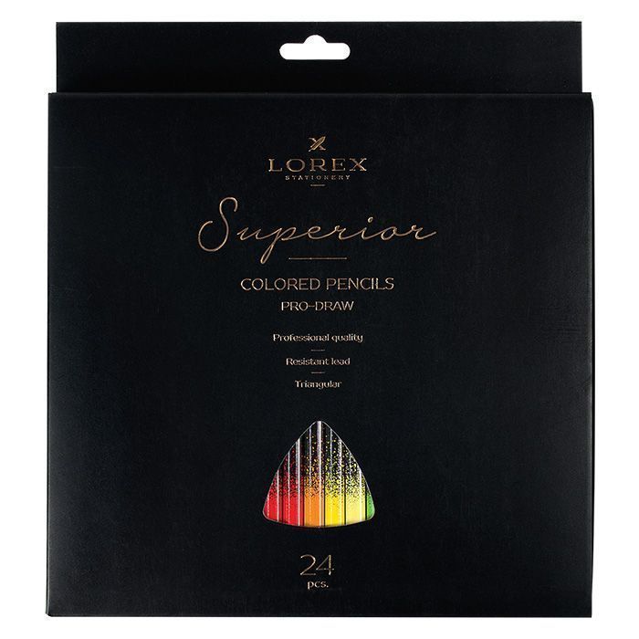 

Карандаши цветные 24цв 3-гран. дерево Superior карт.уп. LOREX LXCPPD24-SP