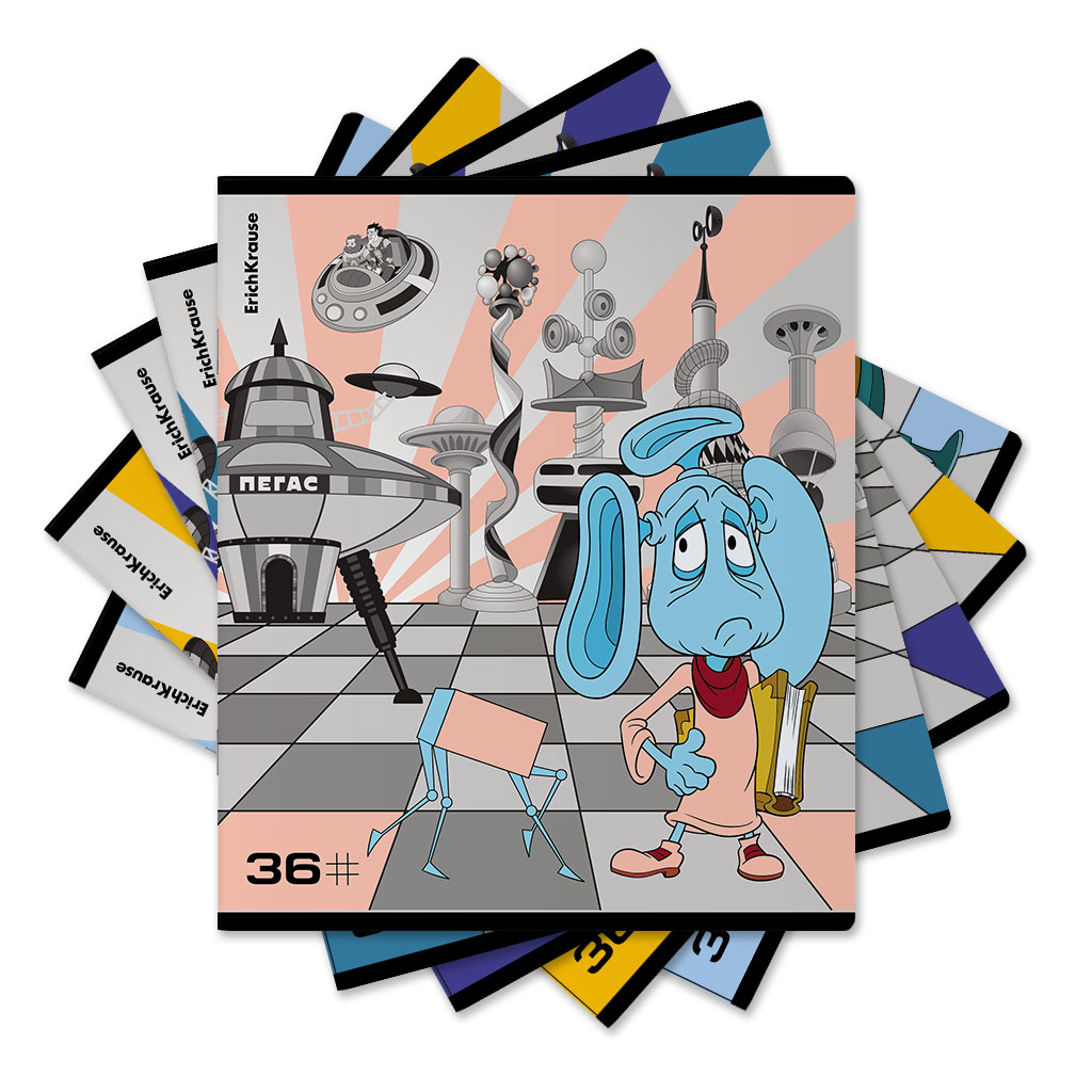 

Тетрадь А5 36л клетка скрепка мелов.картон Тайна третьей планеты ассорти ERICH KRAUSE 60632