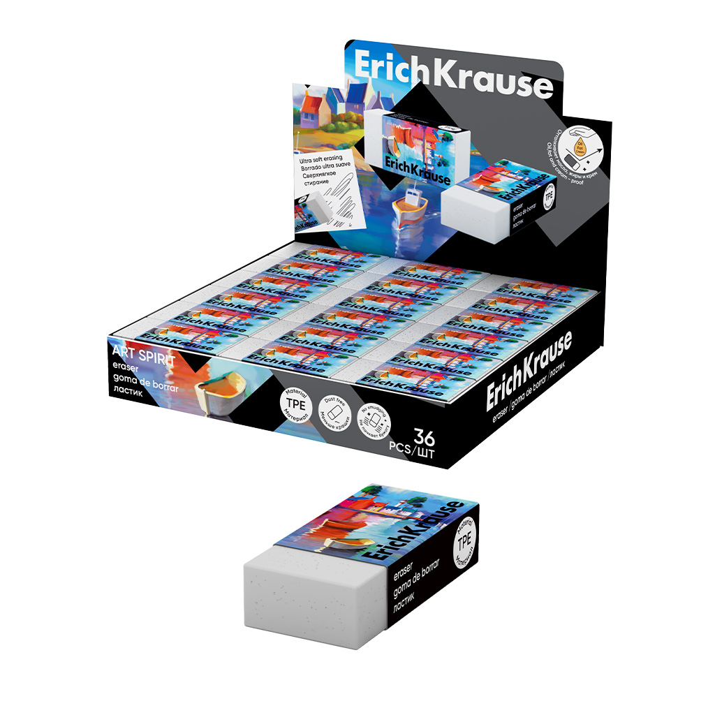 

Ластик прямоугольный TPE dust-free 45х21х11мм карт.держ. Art Spirit ERICH KRAUSE 63065