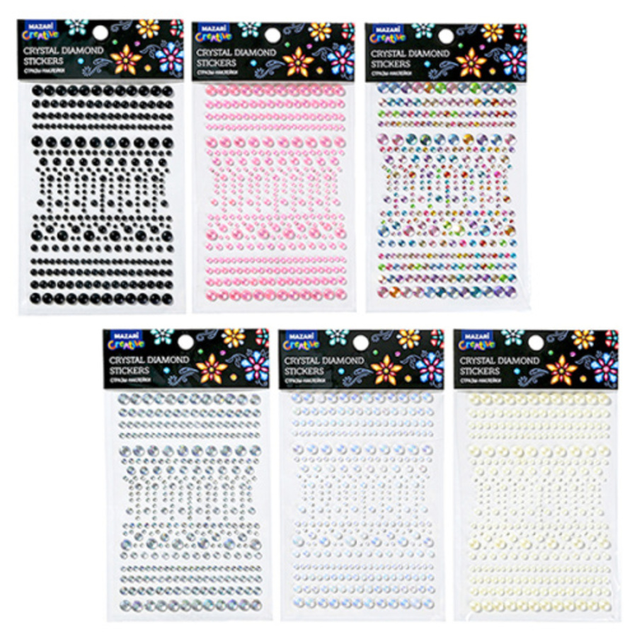 Стразы самоклеящиеся пластиковые Круги ассорти 6 дизайнов 11х165см MAZARI M-20451 125₽