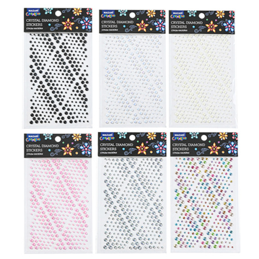 Стразы самоклеящиеся пластиковые Круги ассорти 6 дизайнов 11х165см MAZARI M-20447 125₽