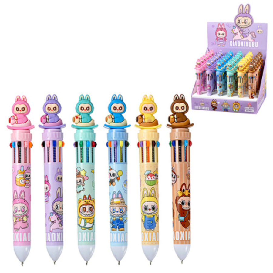 Ручка шариковая автоматическая 10-ти цветная 07мм Зубастик ассорти MAZARI 8008 108₽