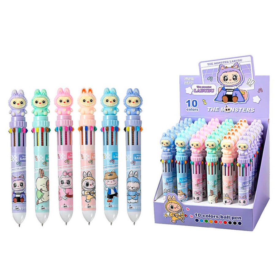 Ручка шариковая автоматическая 10-ти цветная 07мм Зубастик ассорти MAZARI 803 115₽