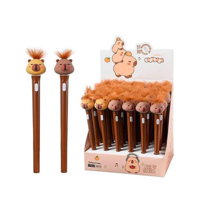 Ручка сувенирная шариковая синяя 07мм Capybara с подсветкой ассорти MAZARI M-15589-70 95₽