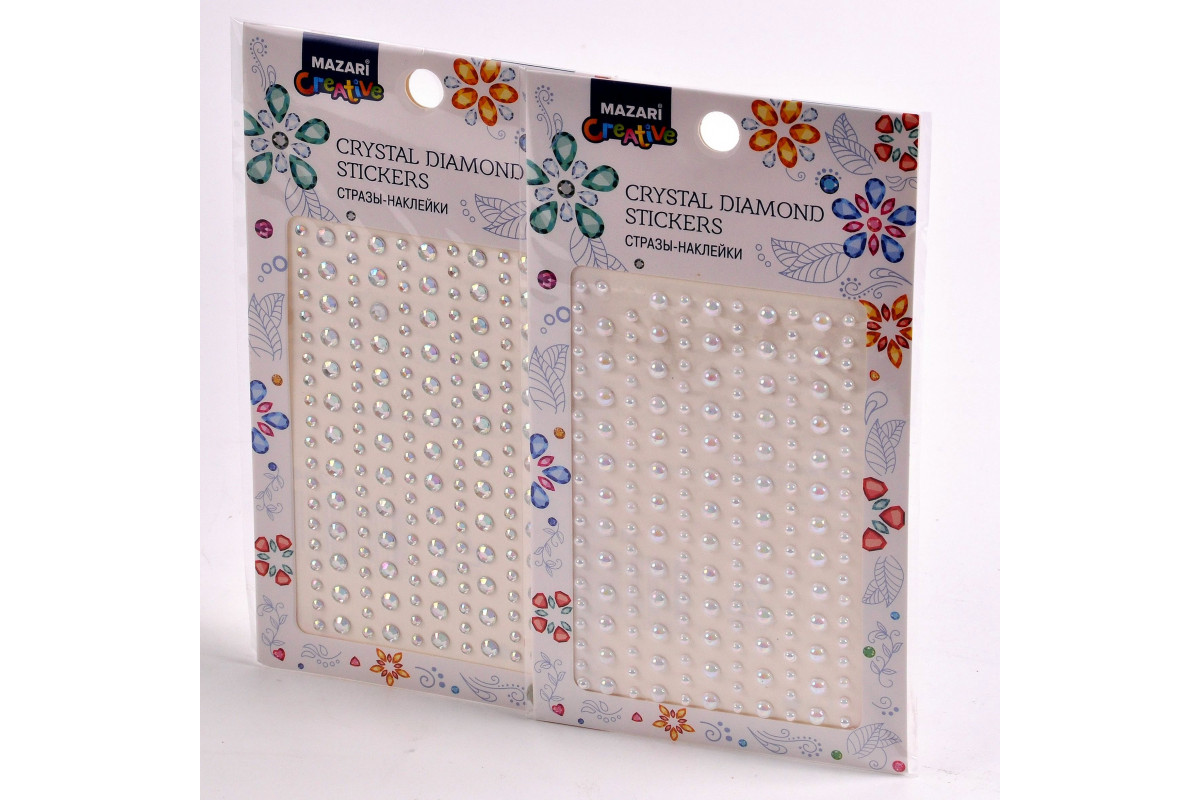 Стразы самоклеящиеся пластиковые ассорти 2 дизайна 8х12см MAZARI M-20439 88₽