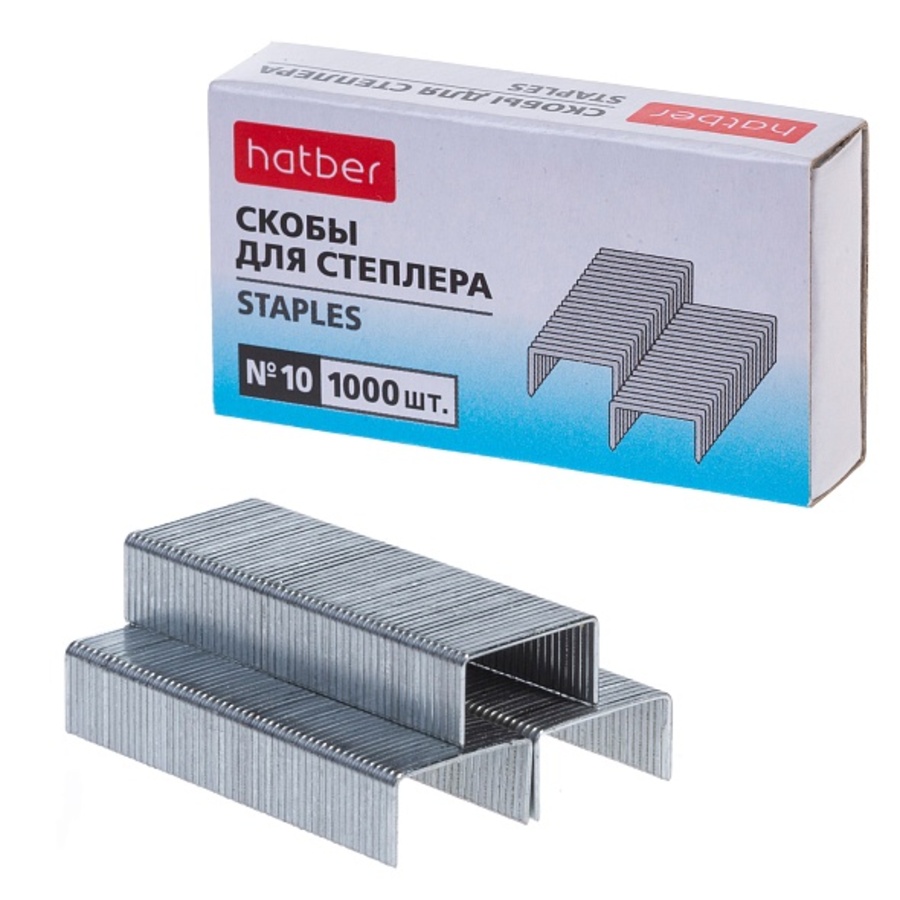 Скобы для степлера 10 1000шт оцинкованные HATBER SS_090109 15₽