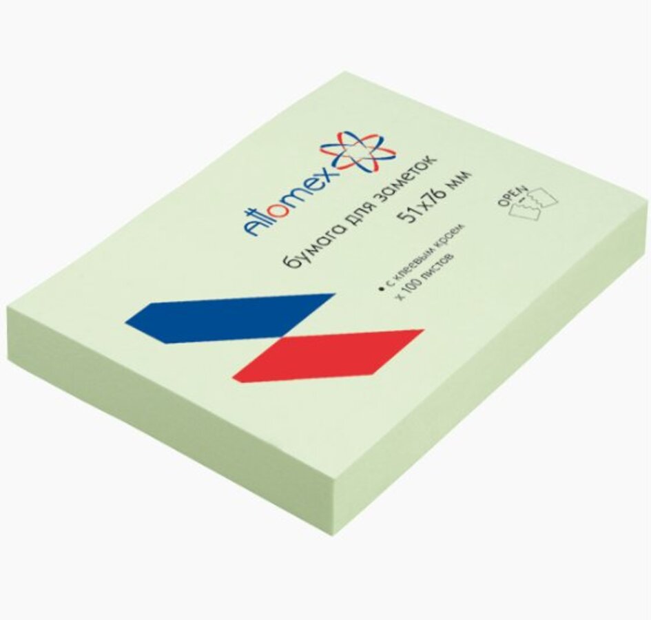 

Блок клейкий 51х76мм 100л зеленый ATTOMEX 2010708