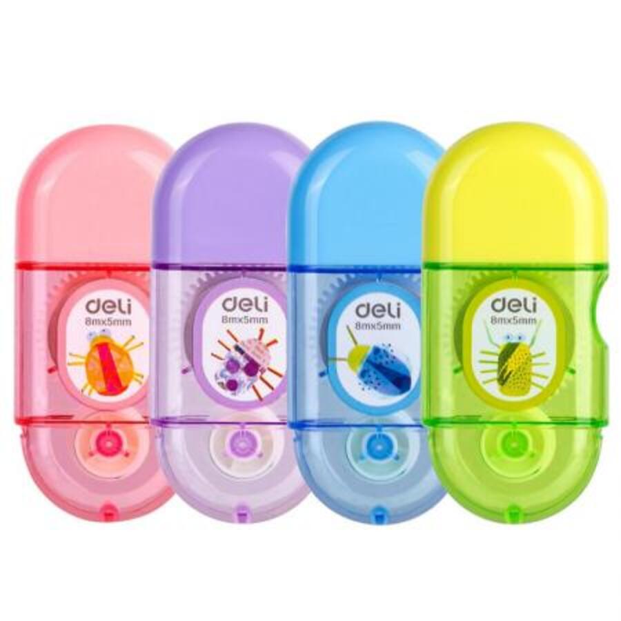 Корректор роллер 5мм х 8м ассорти корпус блистер DELI EH351 112₽