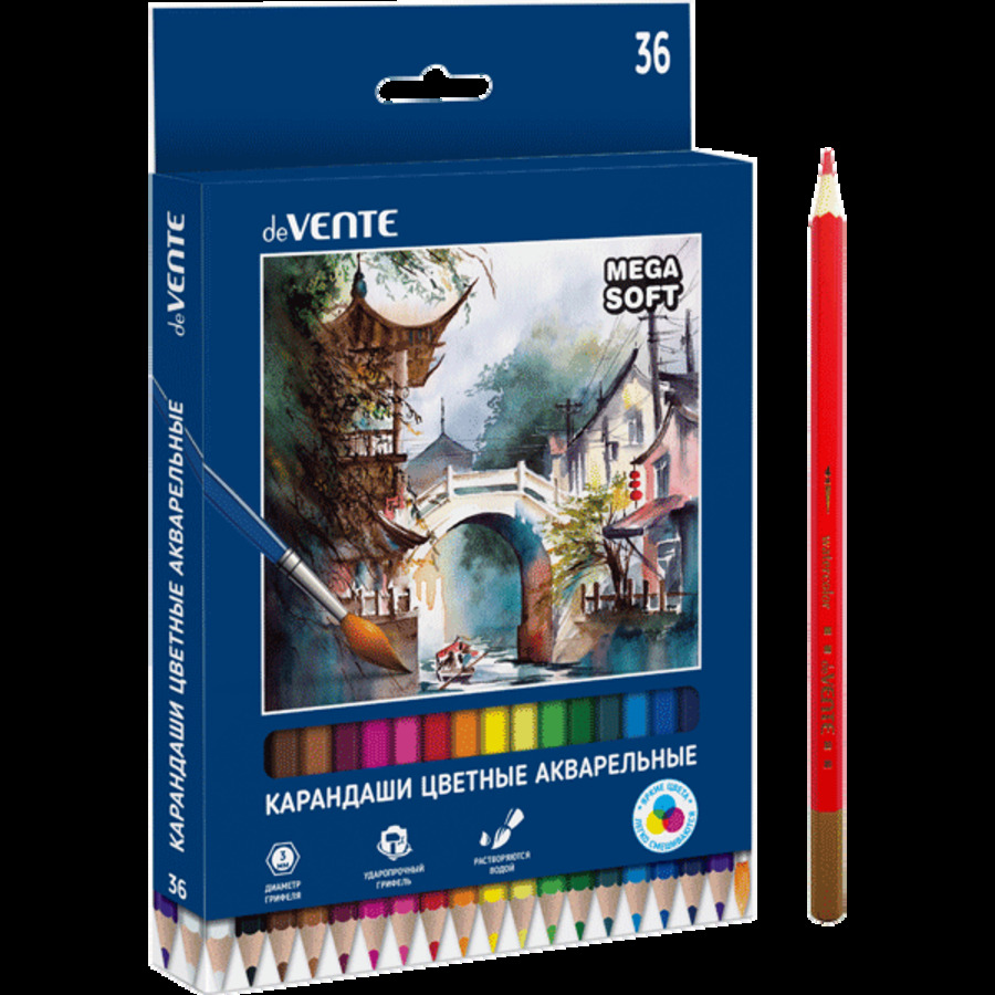 

Карандаши цветные акварельные 36цв Trio Mega Soft 4М deVENTE 5025200