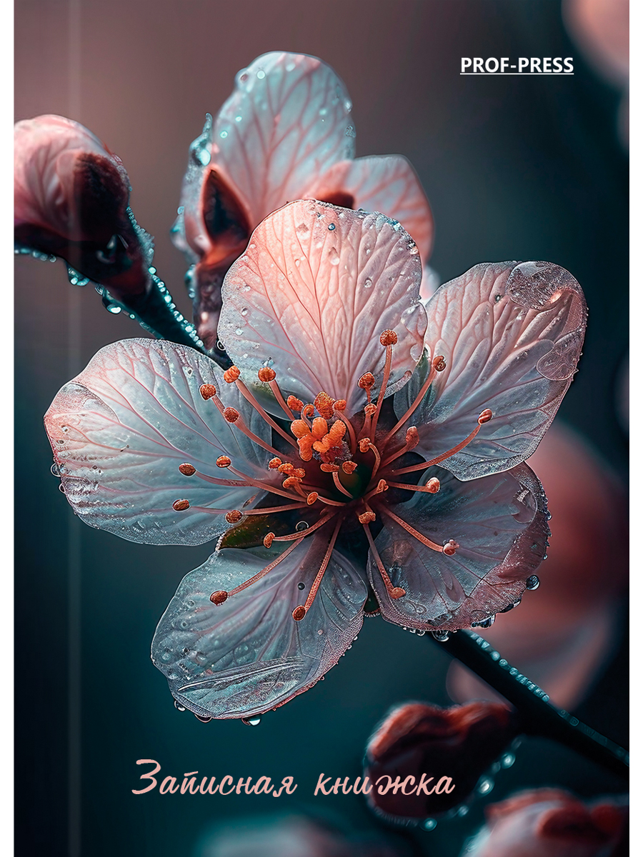 Книжка записная А7 64л клетка твобл Красивый цветок глянцлам PROF-PRESS 64-1690 77₽