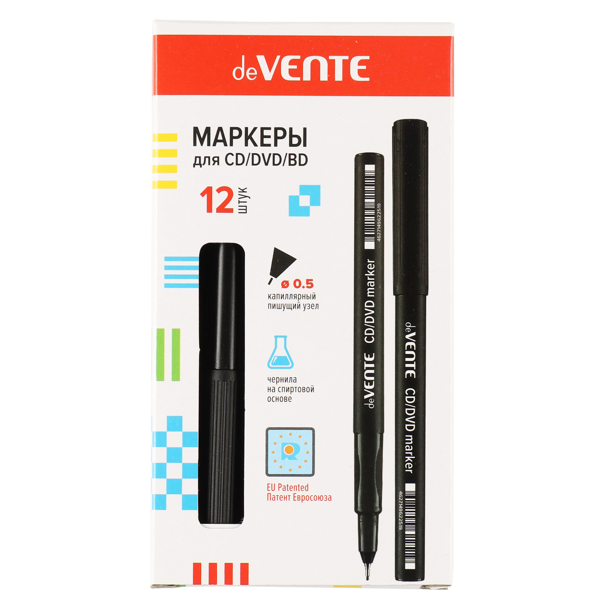 

Маркеры для СD черный 0,5мм капиллярный круглый корпус deVENTE 5041800