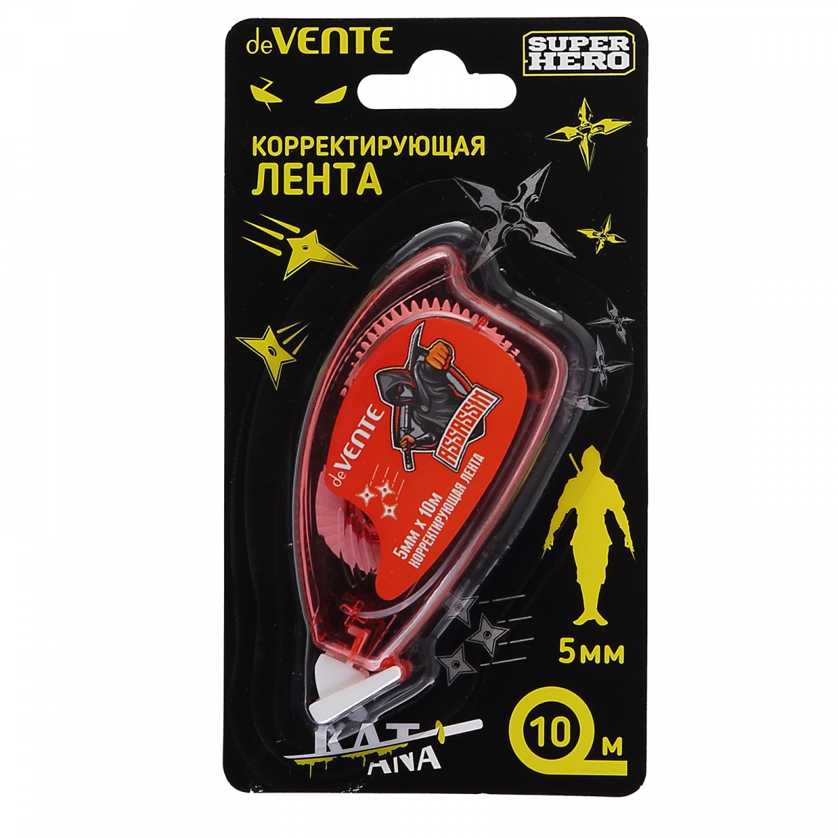 

Корректор роллер 5мм х 10м SuperHero Assassin полупрозрачный красный корпус deVENTE 4062334
