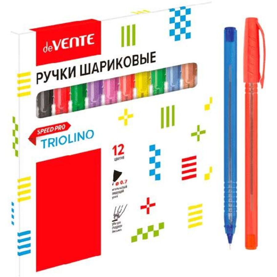 

Ручка шариковая Набор 12цв 0,7мм Speed Pro Triolino Translucent масл.осн. трехгран. deVENTE 5073111