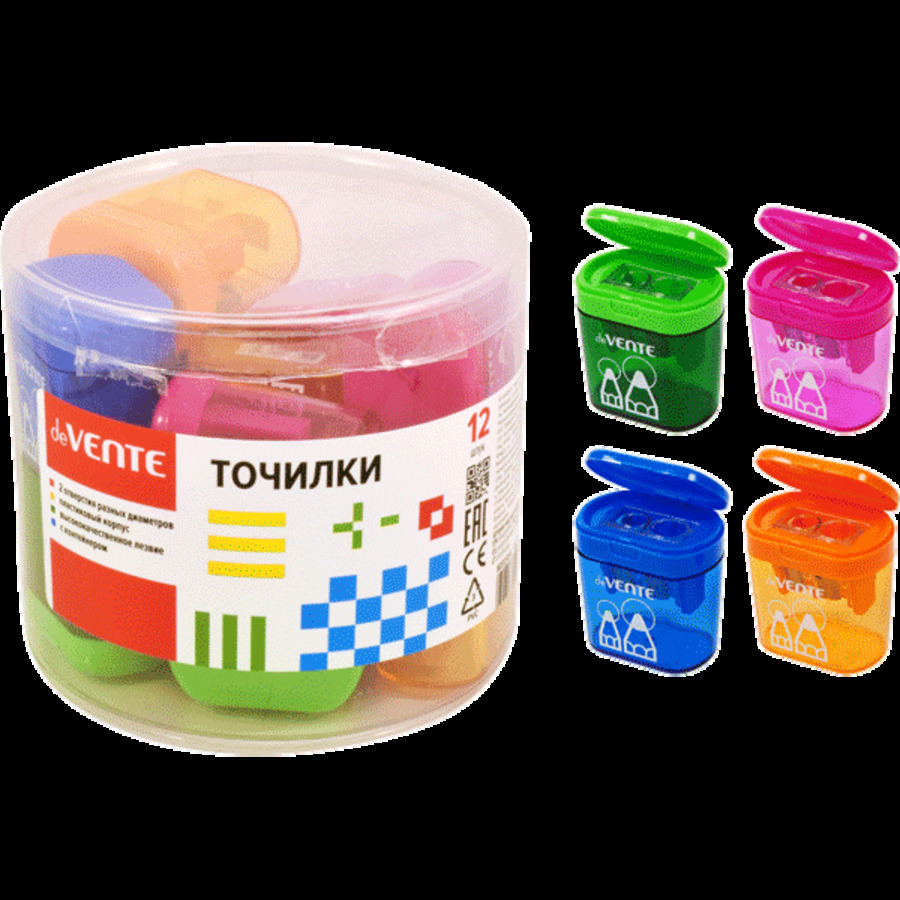 

Точилка 2отв. пластик контейнер ассорти deVENTE 8031914