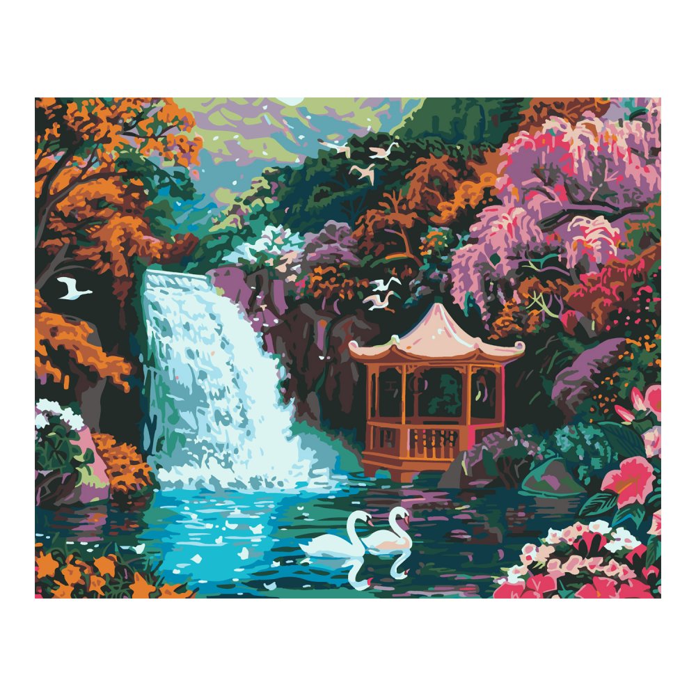 Картина по номерам 40х50см на подрамнике Беседка у водопада 776₽