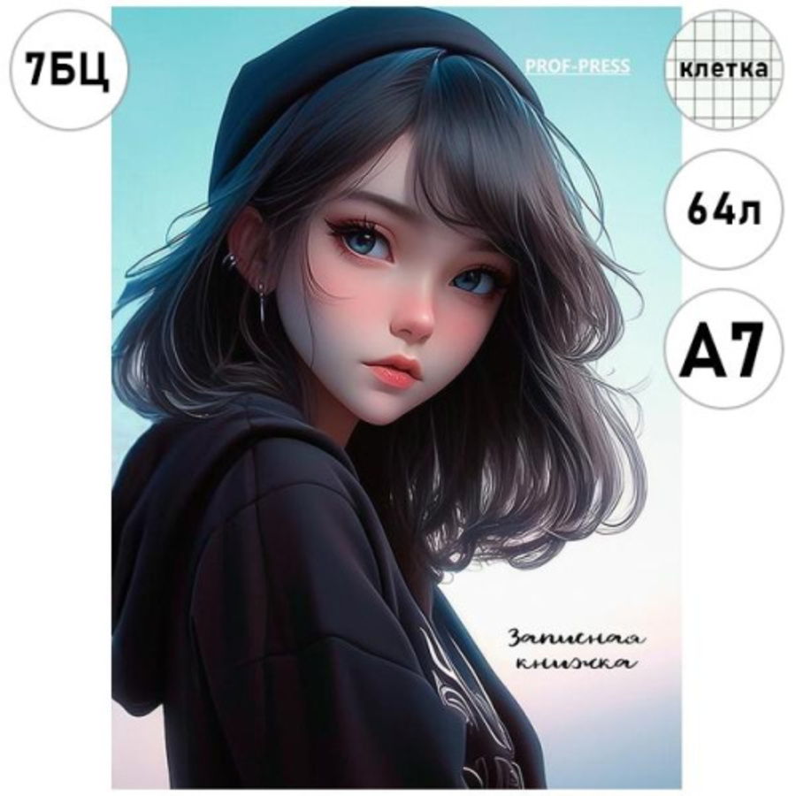 

Книжка записная А7 64л. клетка тв.обл. Девушка в шапке глянц.лам. PROF-PRESS 64-1683